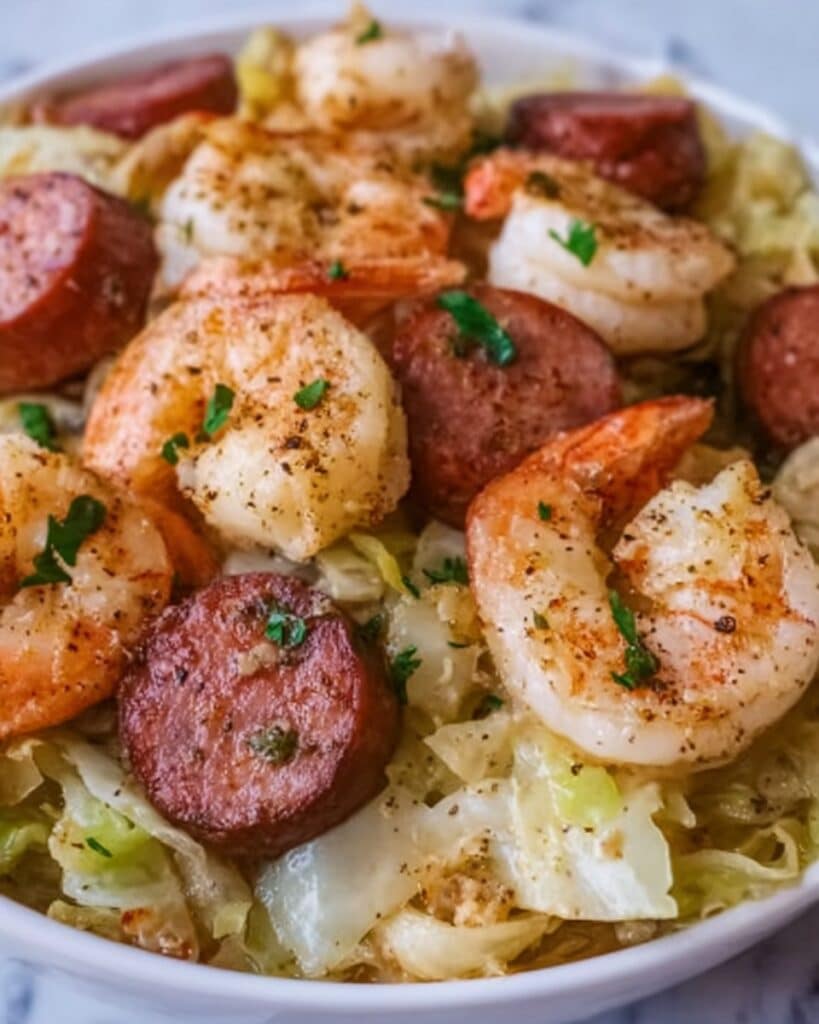 Fried Cabbage with Shrimp & Sausage Recipe