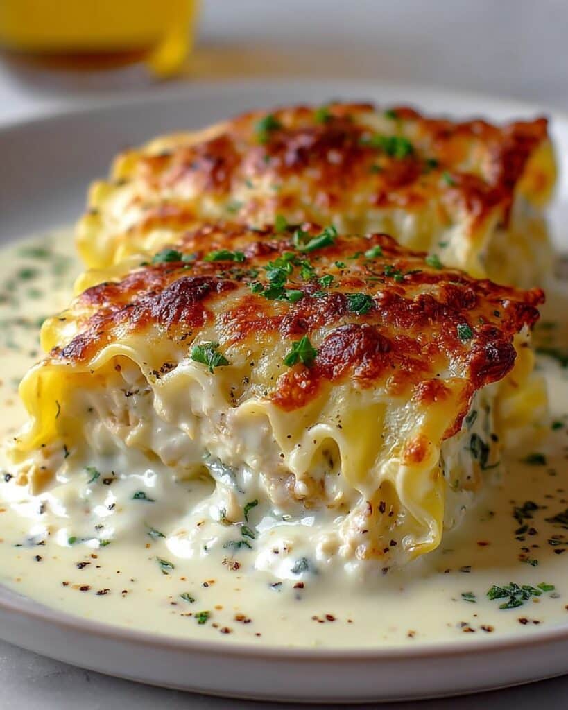 Chicken Alfredo Lasagna Rolls Recipe