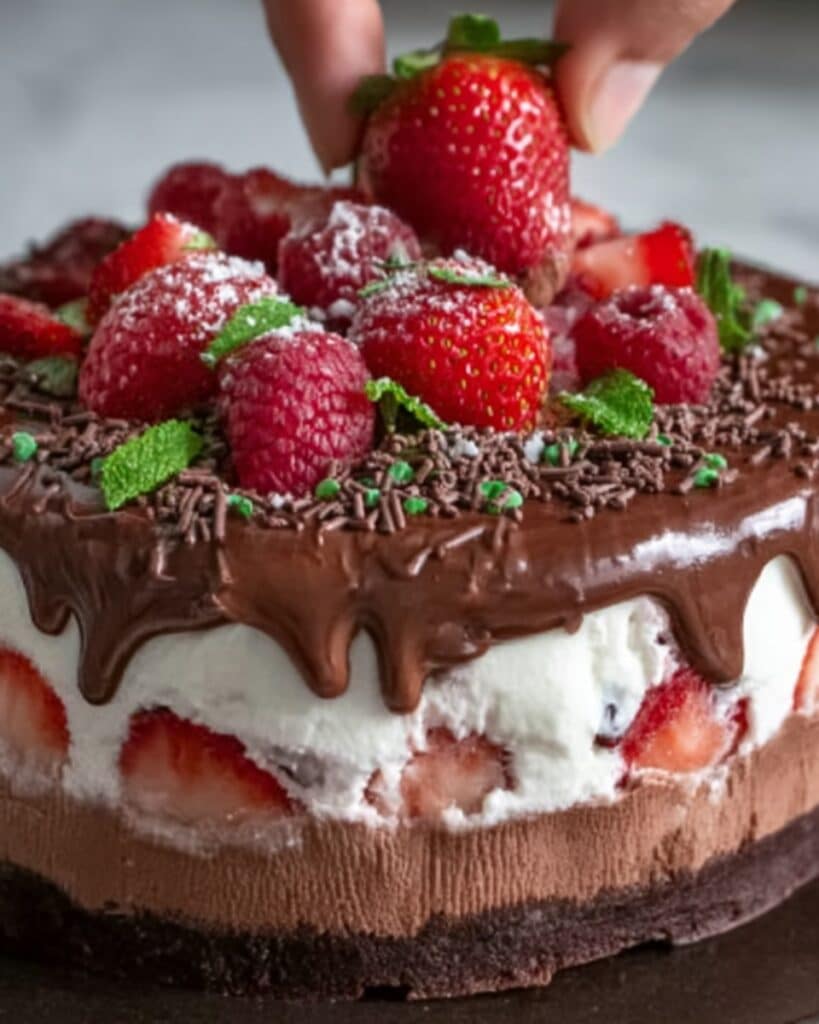 Decadent Strawberry Chocolate Fantasy Ice Cream Cake Recipe