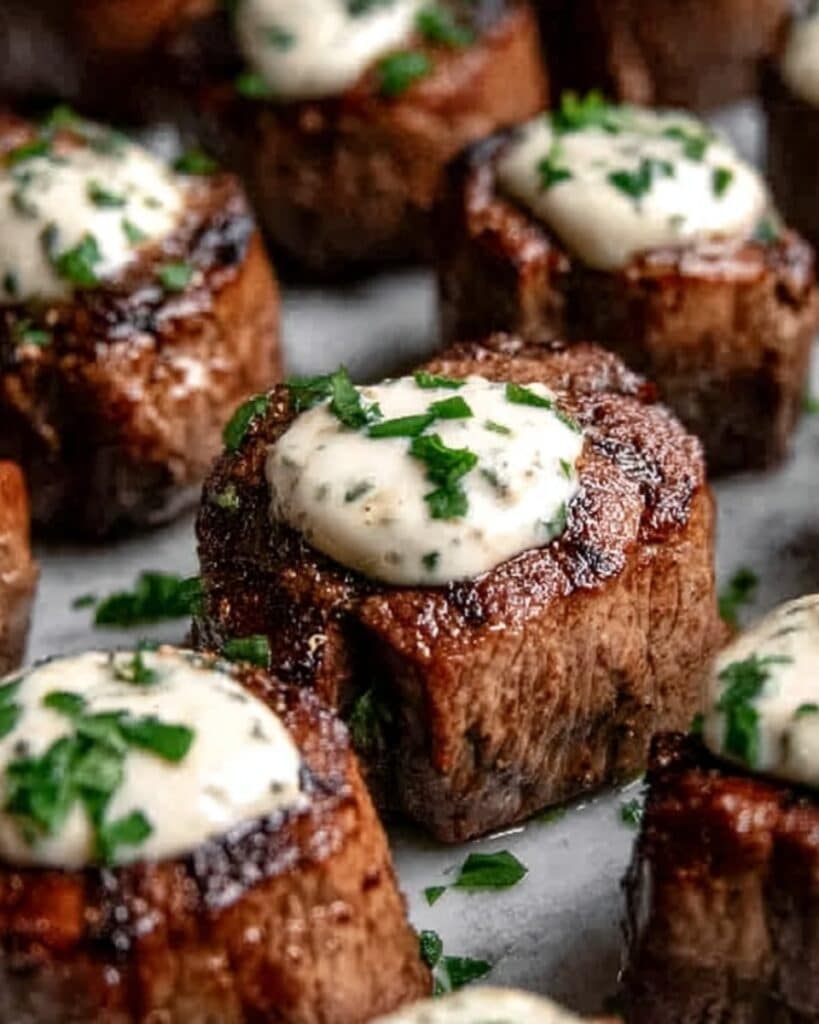 Garlic Butter Steak Bites with Parmesan Cream Sauce Recipe