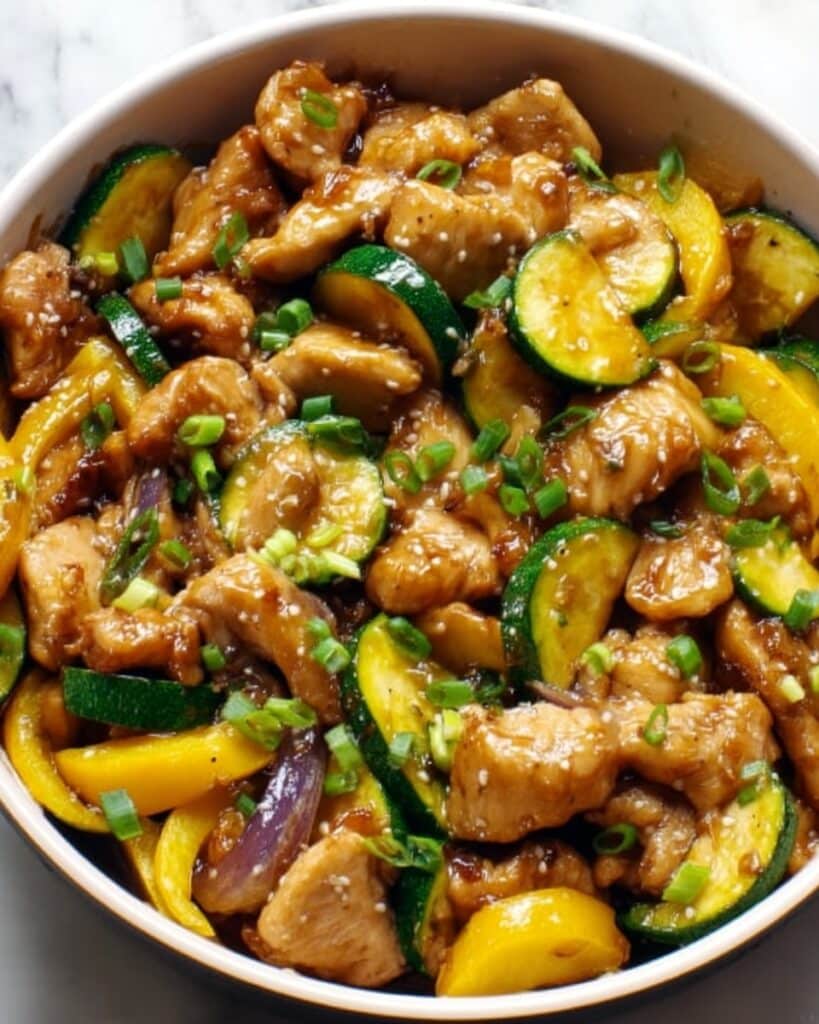 Zucchini Stir Fry with Chicken and Ginger Recipe