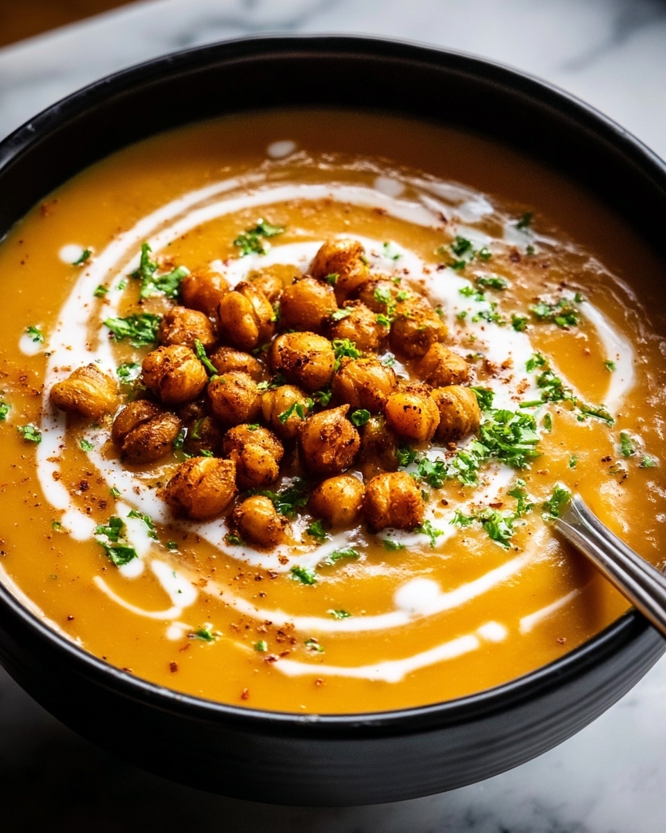 Warm Up with Smoked Gruyere Butternut Squash Soup with Spicy Chickpeas Recipe - Recipe Image