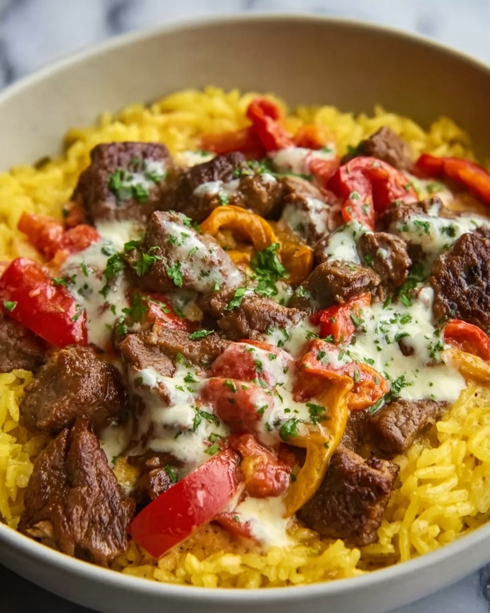 One Pan Steak Fajita and Rice Skillet Recipe - Recipe Image