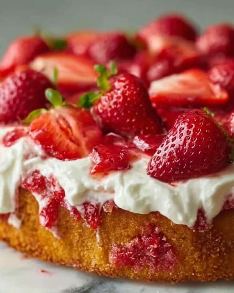Strawberry Snack Cake with Vanilla Glaze Recipe