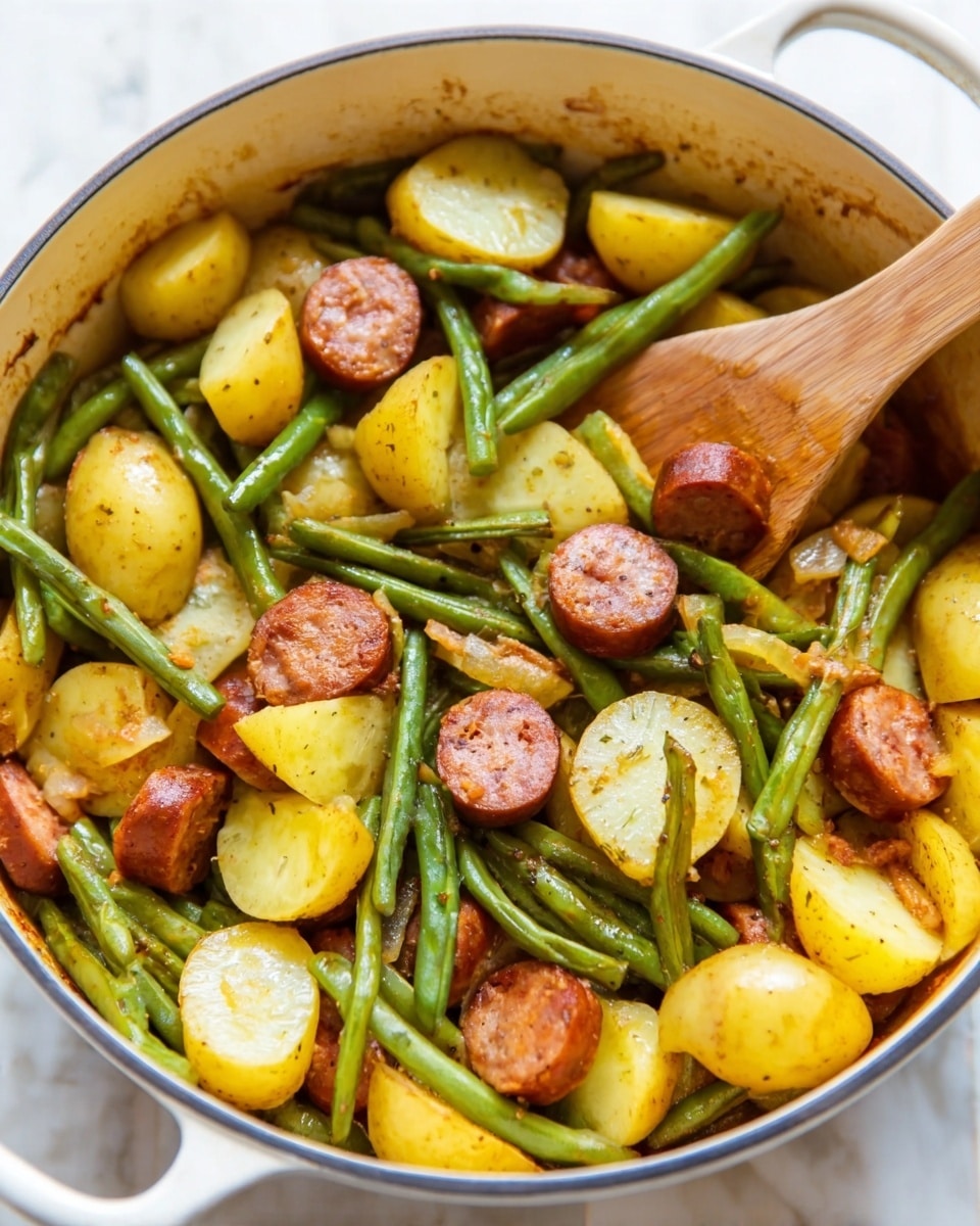 One Pot Smoked Sausage, Green Beans, and Potatoes Recipe - Recipe Image