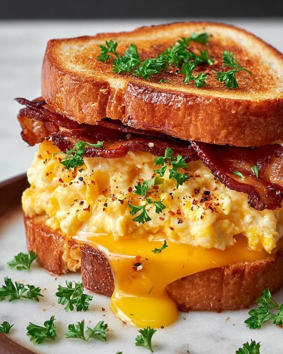 Breakfast Egg-Soaked Grilled Cheese Sandwich with Bacon and Everything Bagel Seasoning Recipe - Recipe Image