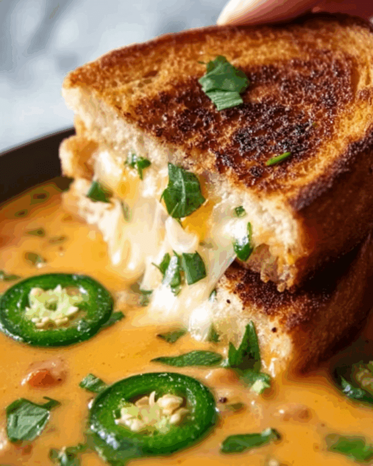 Spicy Jalapeño Popper Soup with Grilled Cheese Dippers Recipe