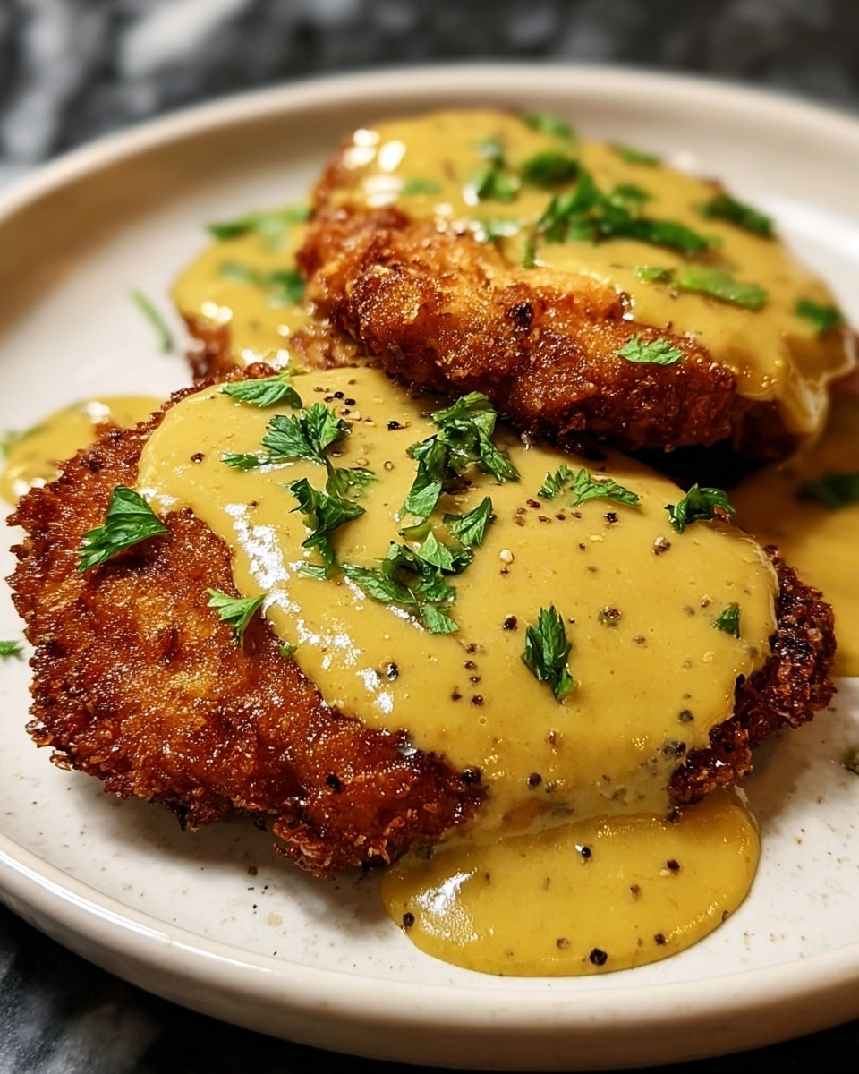 Pretzel-Crusted Chicken with Mustard Cheddar Sauce Recipe - Recipe Image