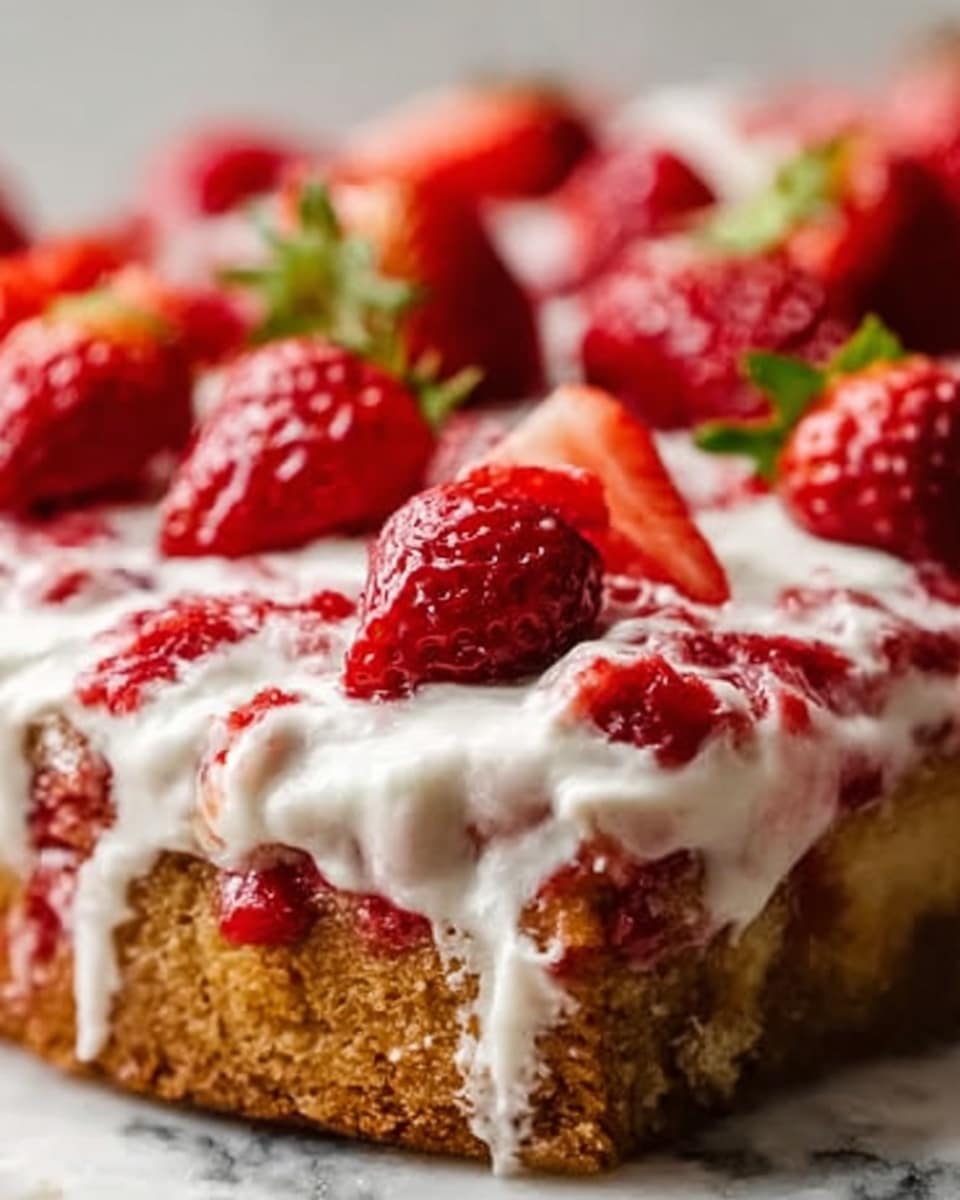 Strawberry Snack Cake with Vanilla Glaze Recipe - Recipe Image