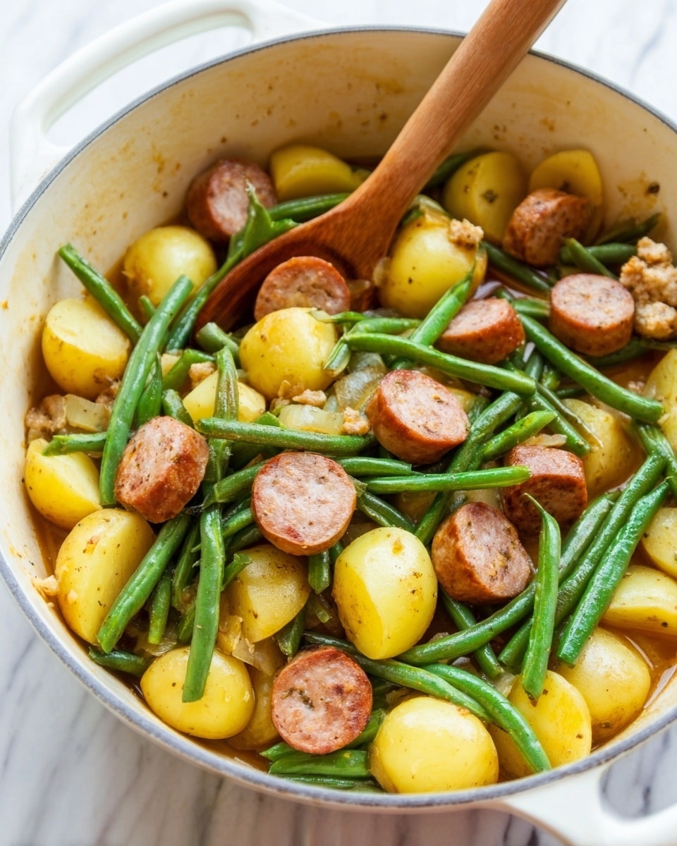 One Pot Smoked Sausage, Green Beans, and Potatoes Recipe - Recipe Image