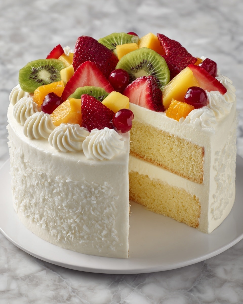 Tropical Fruit Salad Cheesecake Recipe - Recipe Image