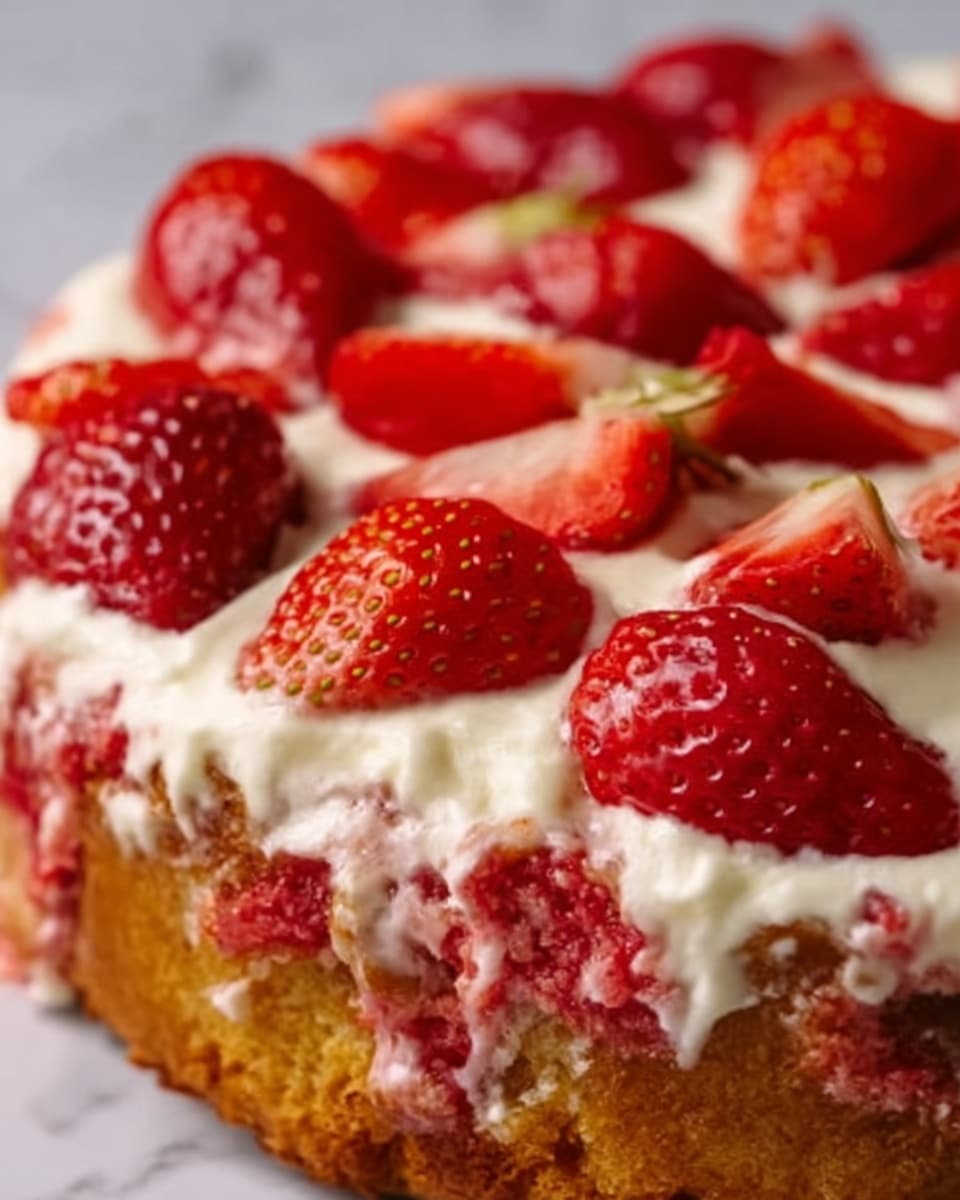Strawberry Snack Cake with Vanilla Glaze Recipe - Recipe Image