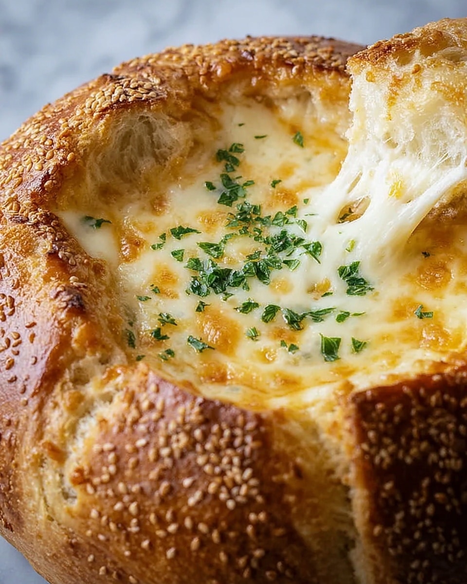 Garlic Butter Baked Brie in a Bread Bowl Recipe - Recipe Image