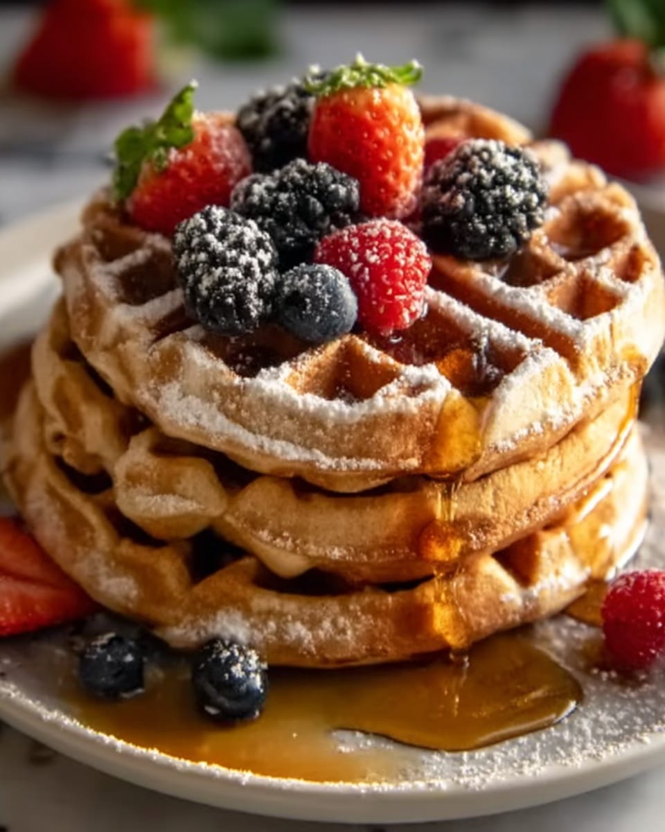 Waffles with Filling and Chocolate Glaze Recipe - Recipe Image