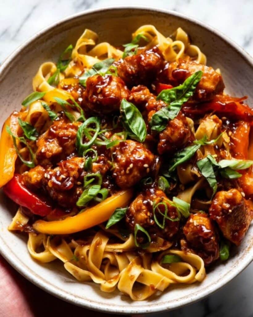 Crispy Garlic Chicken Drunken Noodles Recipe