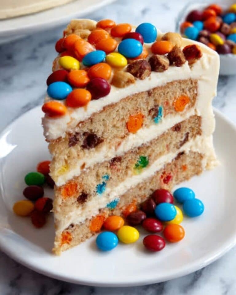 M&M’S Peanut Butter Cake with Peanut Butter Frosting Recipe