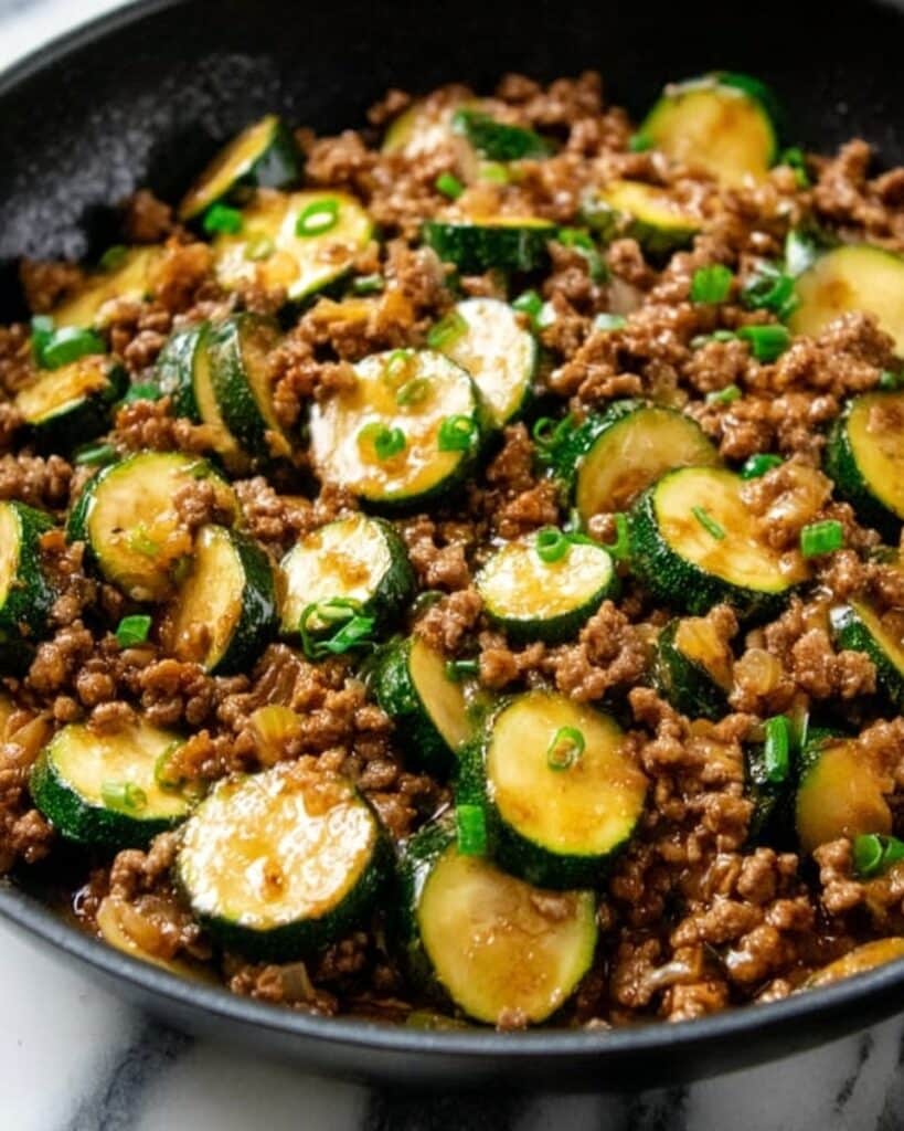 Ground Turkey Zucchini Skillet with Soy Sauce and Ginger Recipe