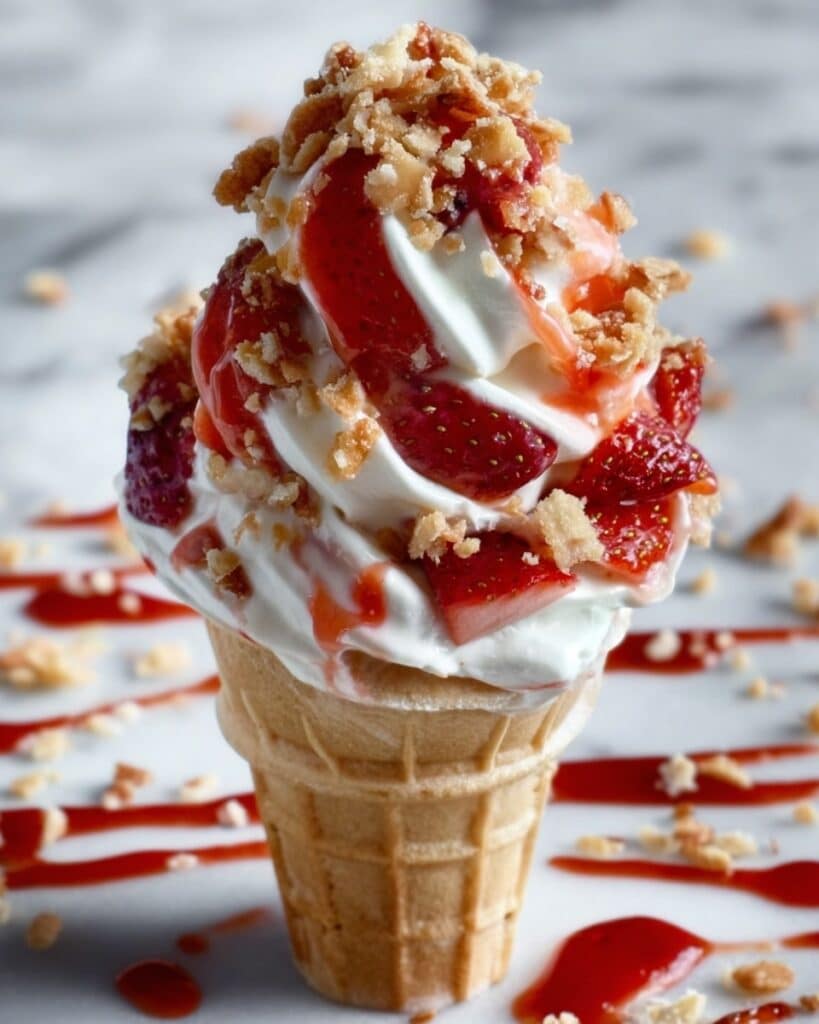 Strawberry Crunch Cheesecake Cones Recipe