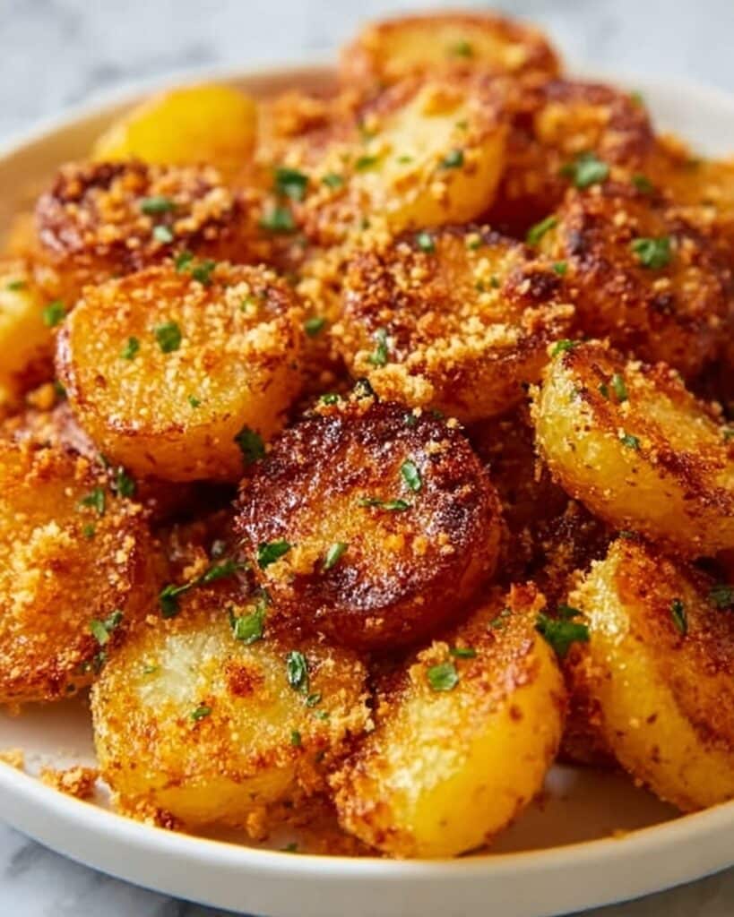 Crispy Garlic Parmesan Crusted Potatoes Recipe