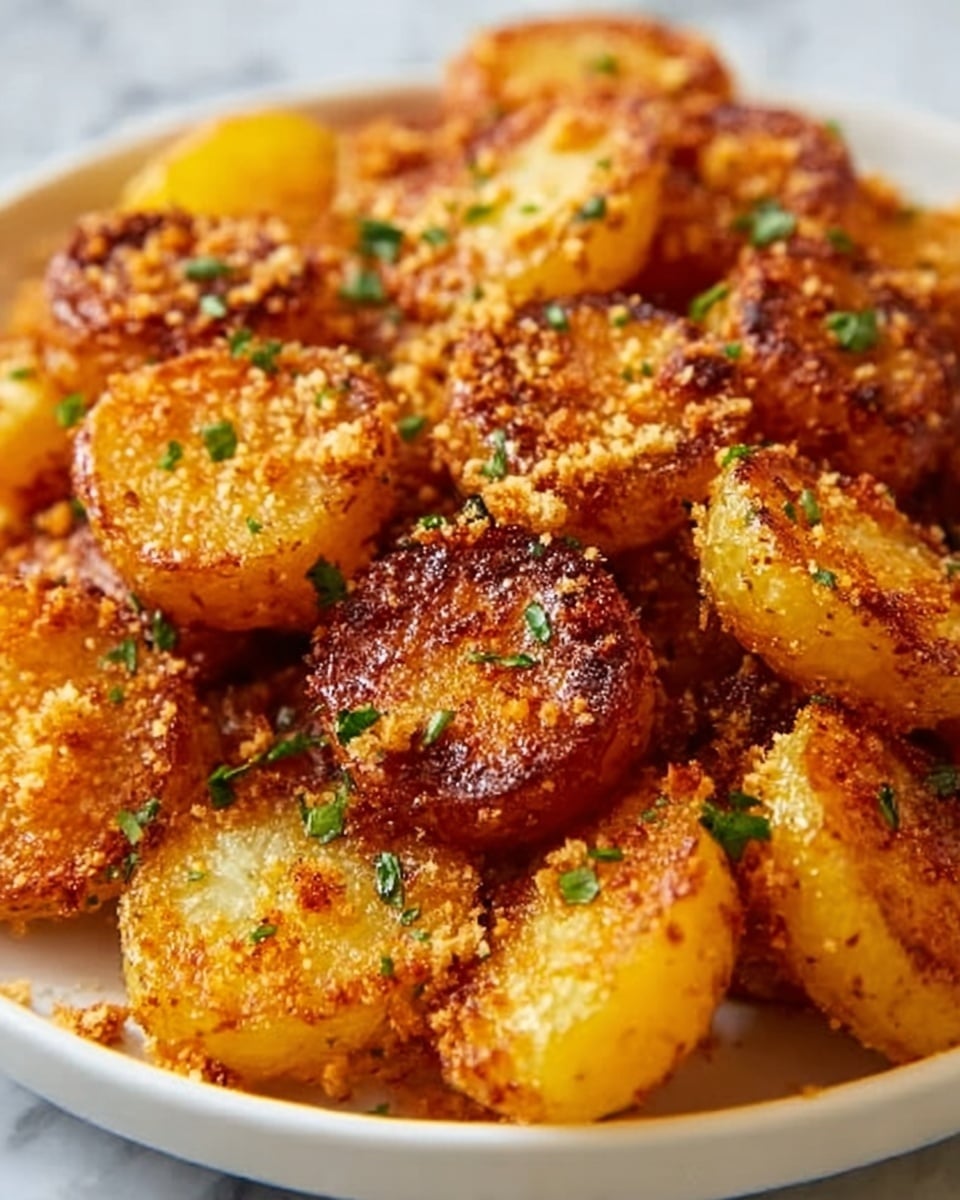 Crispy Garlic Parmesan Crusted Potatoes Recipe - Recipe Image