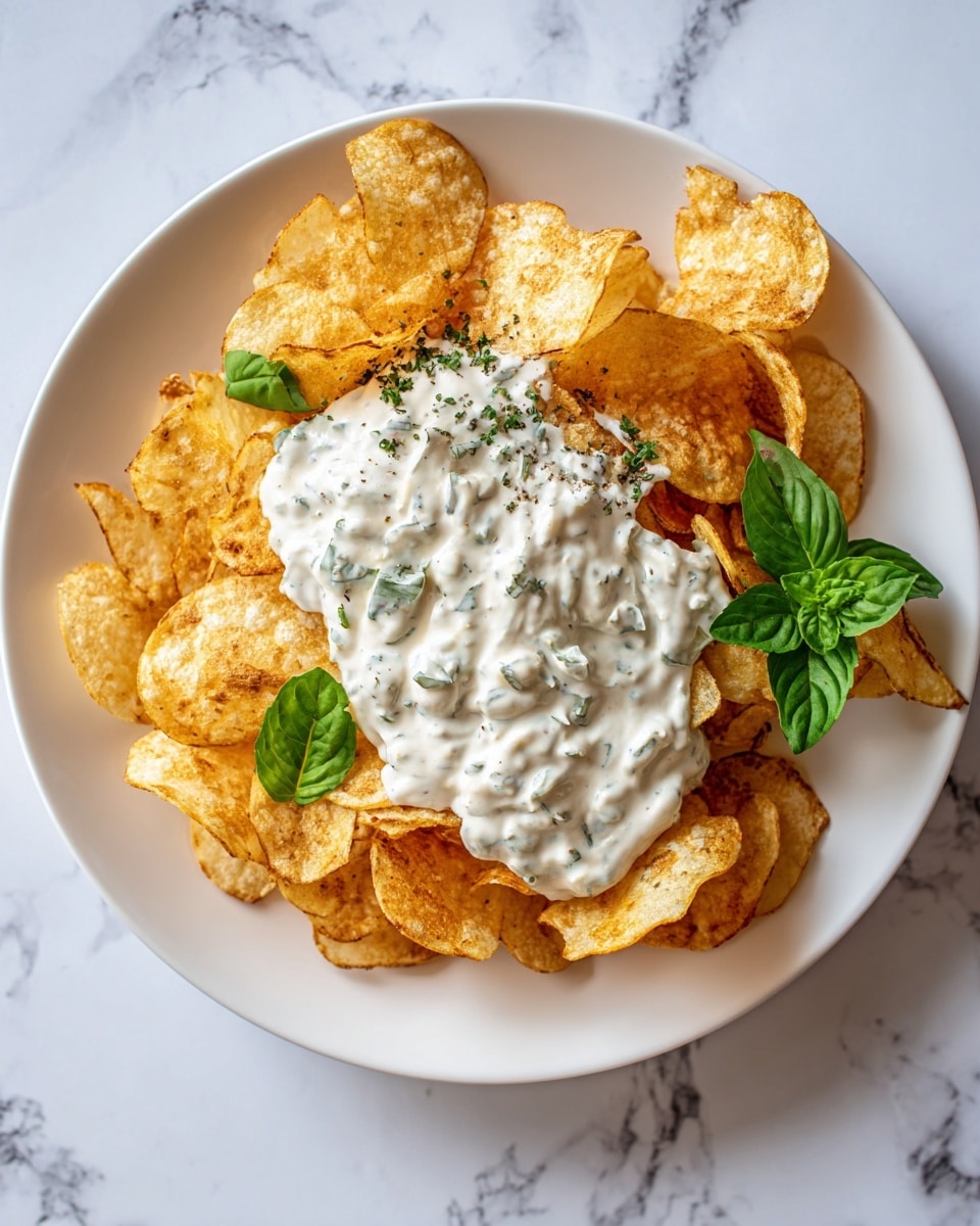 Homemade Potato Chips with Gorgonzola Cheese Sauce Recipe - Recipe Image
