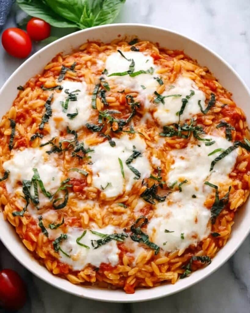Baked Orzo Pasta with Spinach, Ricotta, and Mozzarella Recipe