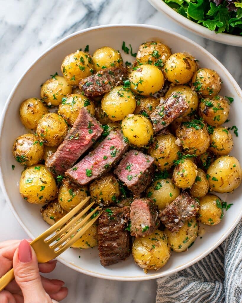 Garlic Butter Steak Bites and Potatoes Recipe