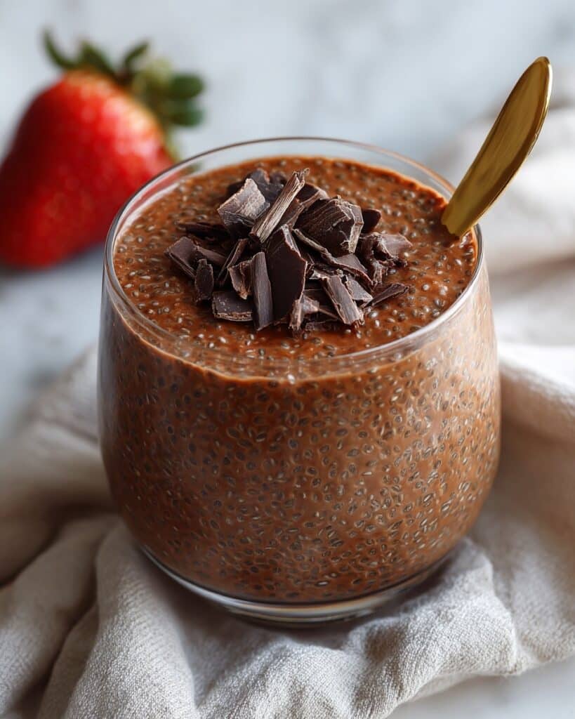 Chocolate Chia Pudding with Strawberries, Cacao Nibs, and Peanut Butter Recipe