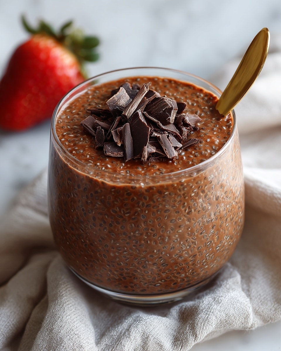 Chocolate Chia Pudding with Strawberries, Cacao Nibs, and Peanut Butter Recipe - Recipe Image