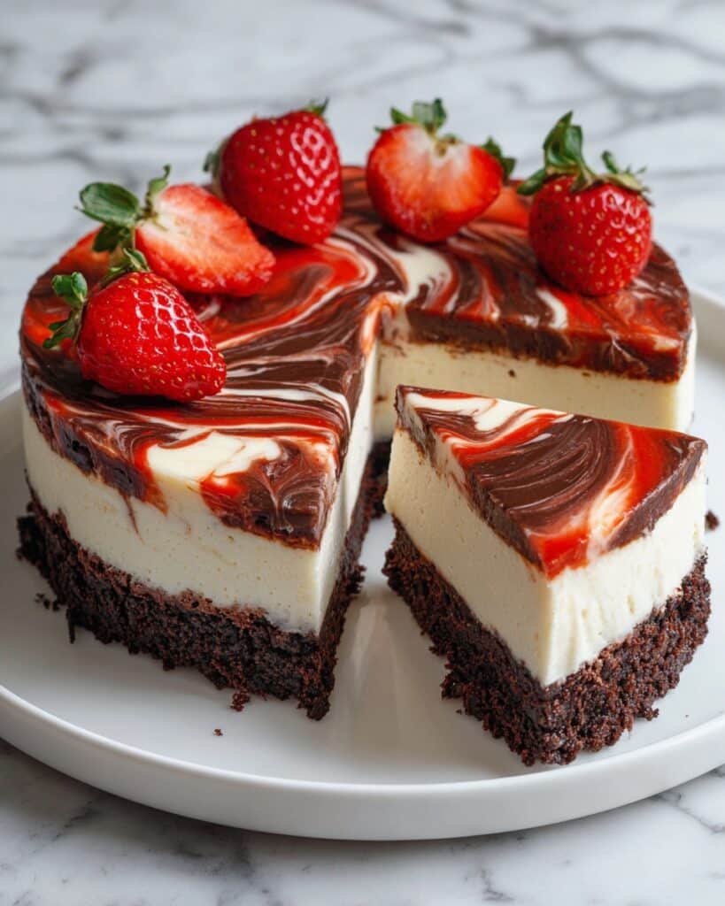 Chocolate Strawberry Swirl Cheesecake Recipe
