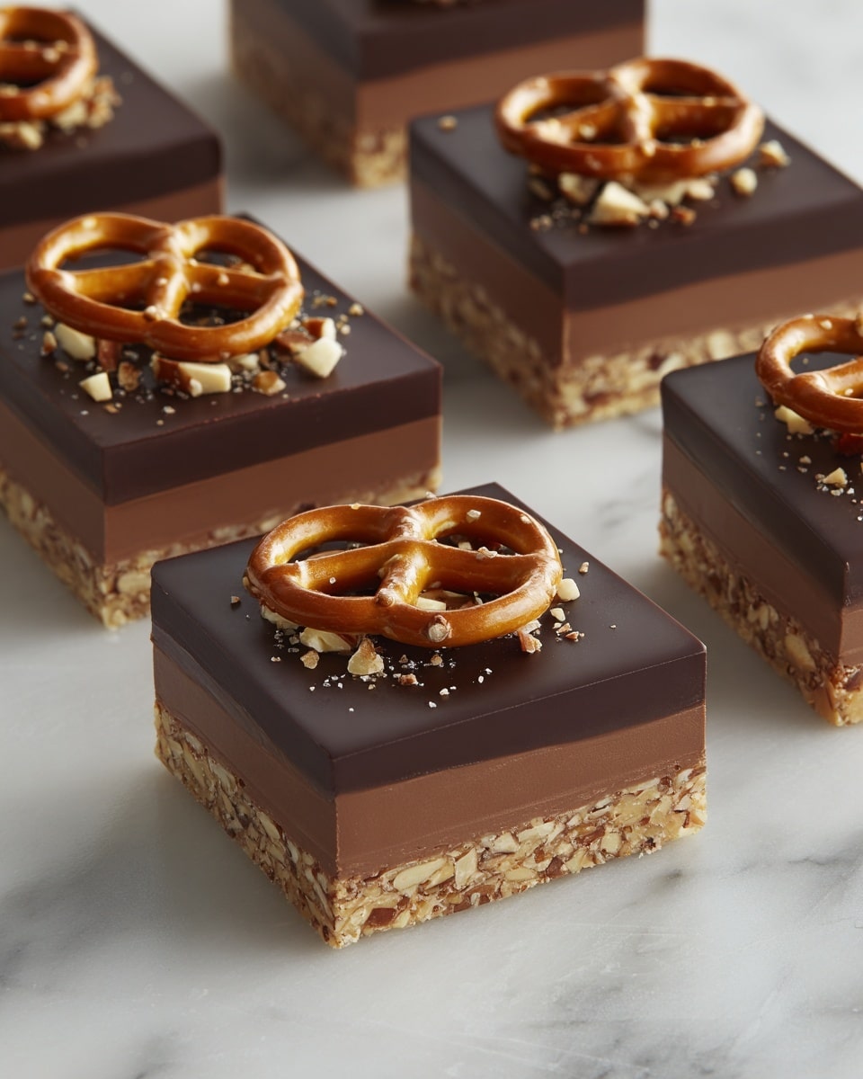 Chocolate Caramel Peanut Butter Pretzel Bars Recipe - Recipe Image
