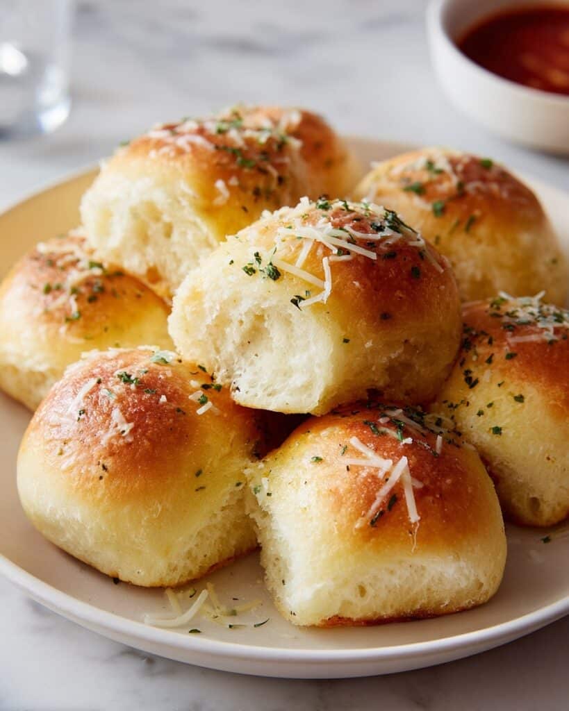 Garlic Knot Rolls with Garlic-Parsley Butter and Parmesan Recipe