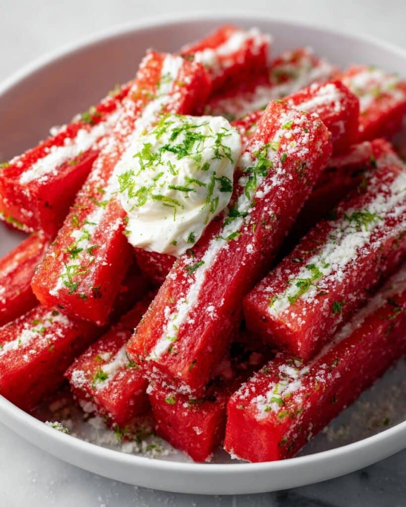 Watermelon Fries with Coconut Lime Dip Recipe