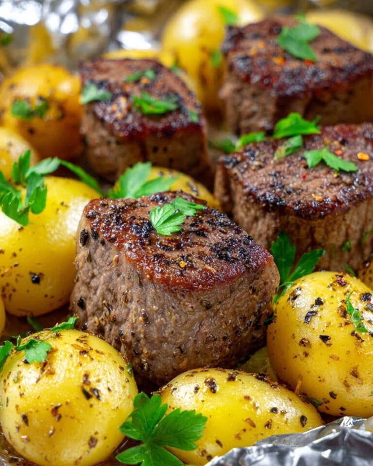 Garlic Steak and Potato Foil Packs Recipe