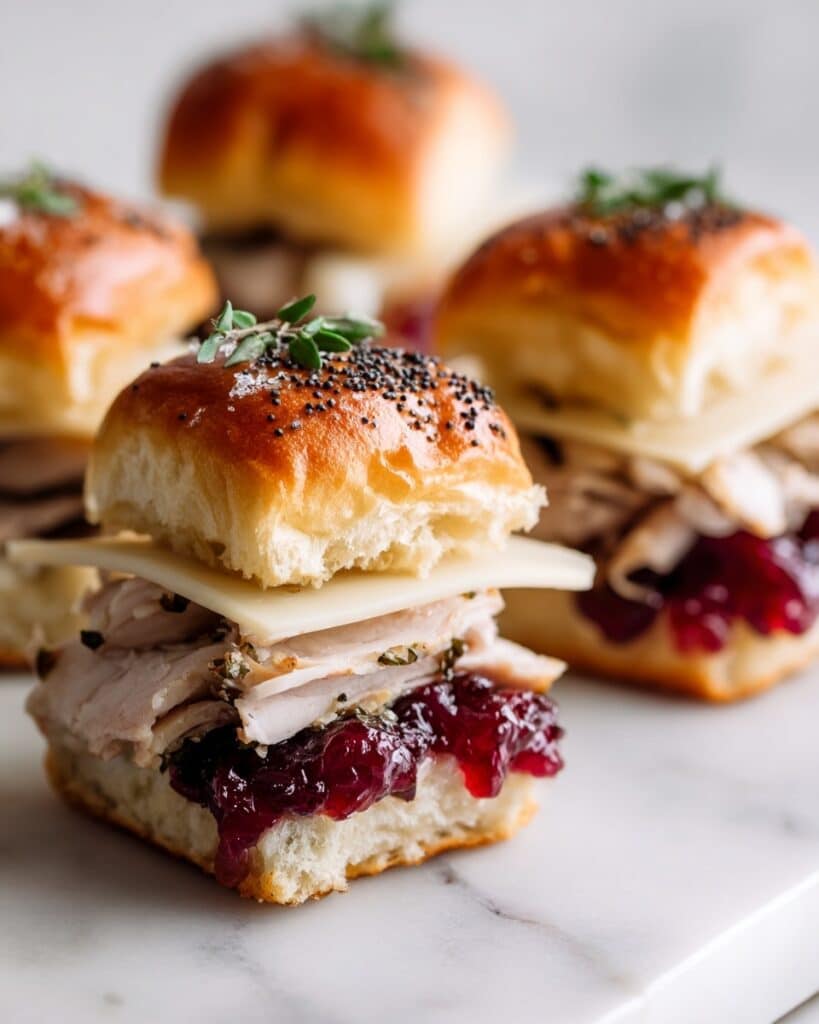 Baked Cranberry Turkey Sliders with Havarti & Poppy Seed Topping Recipe