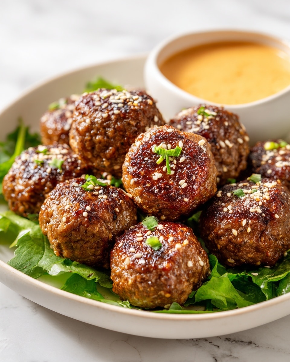 Korean BBQ Meatballs with Spicy Mayo Dip Recipe - Recipe Image