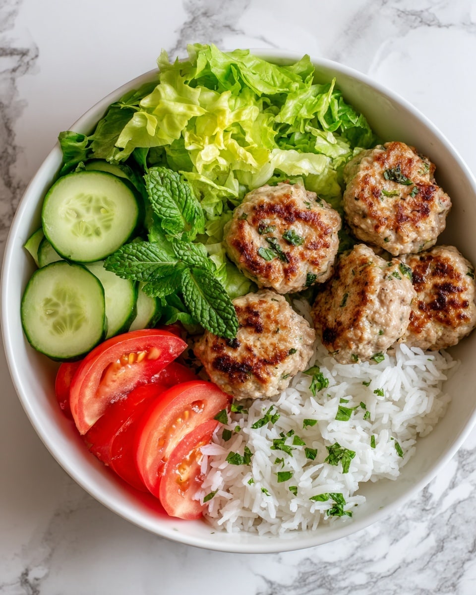 Greek Chicken Meatballs with Tzatziki and Fresh Veggies Recipe - Recipe Image