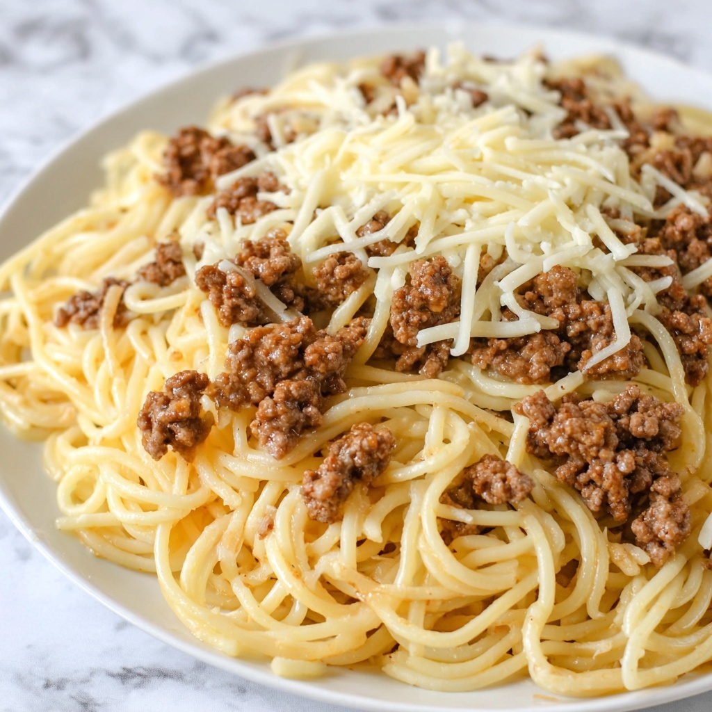 Cheesy Garlic Butter Linguine with Savory Ground Beef Recipe