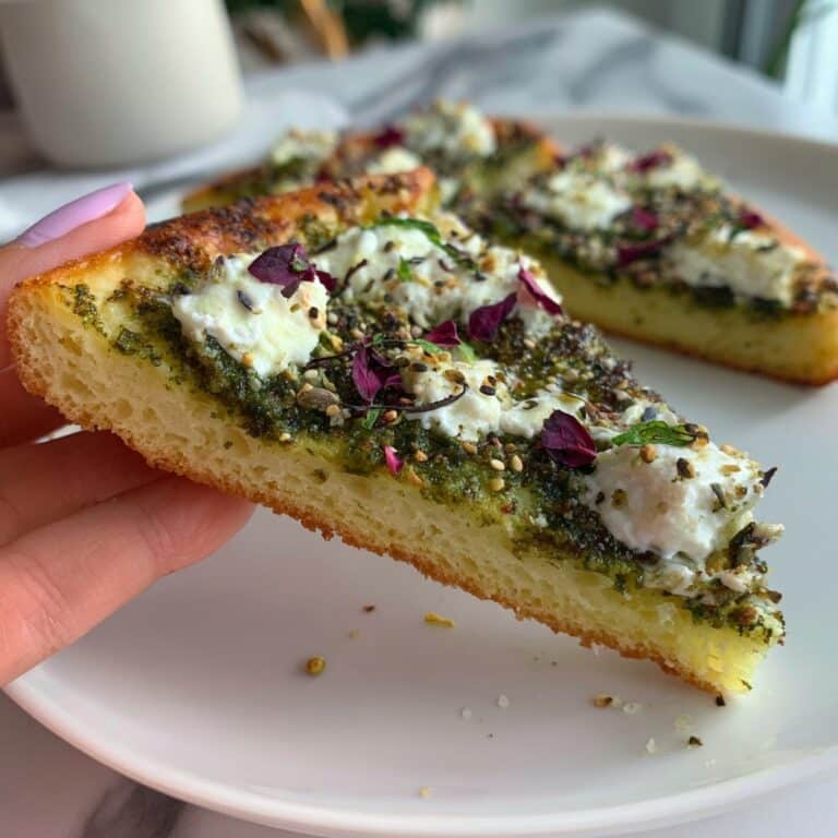 Pistachio Pesto Pizza with Asparagus, Peas, and Microgreens Recipe