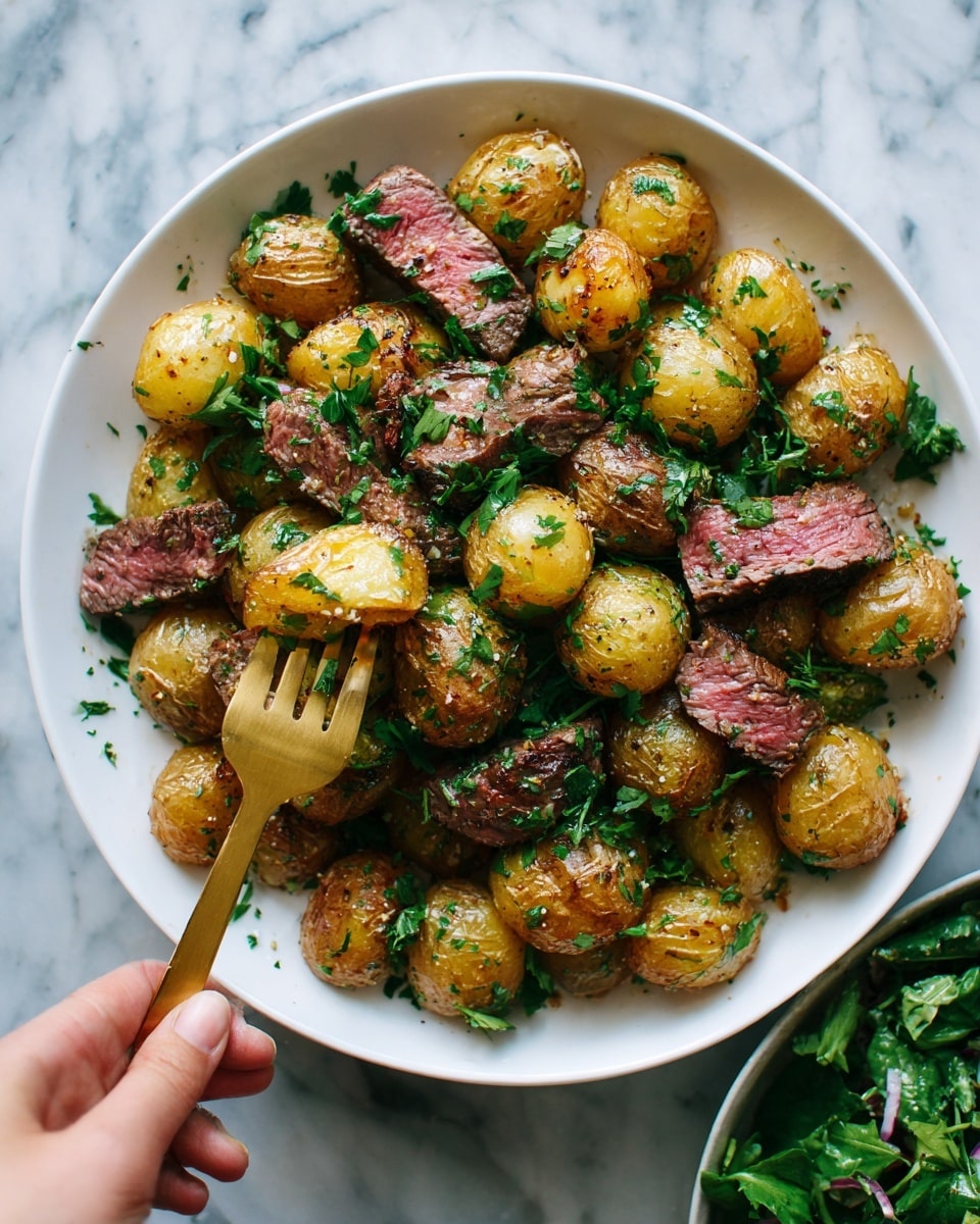 Garlic Butter Steak Bites and Potatoes Recipe - Recipe Image