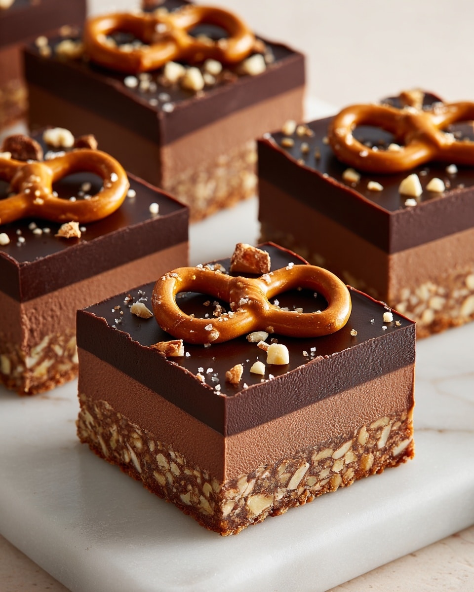 Chocolate Caramel Peanut Butter Pretzel Bars Recipe - Recipe Image