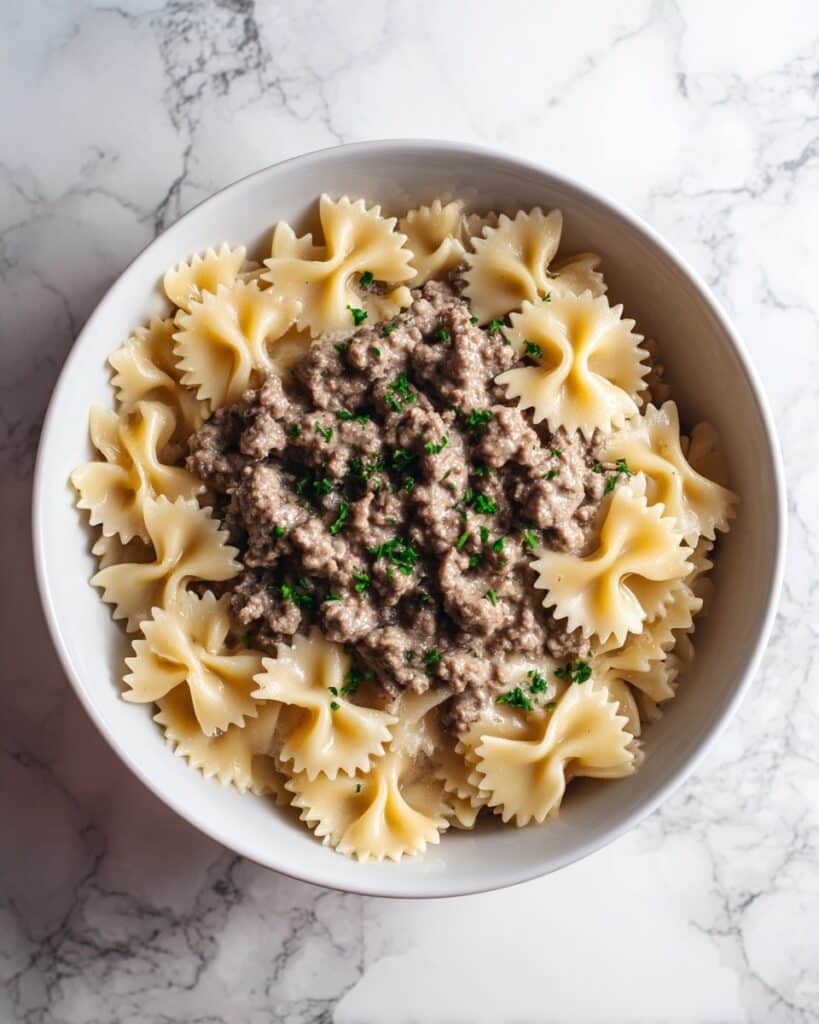 Creamy Beef and Bowtie Pasta Recipe