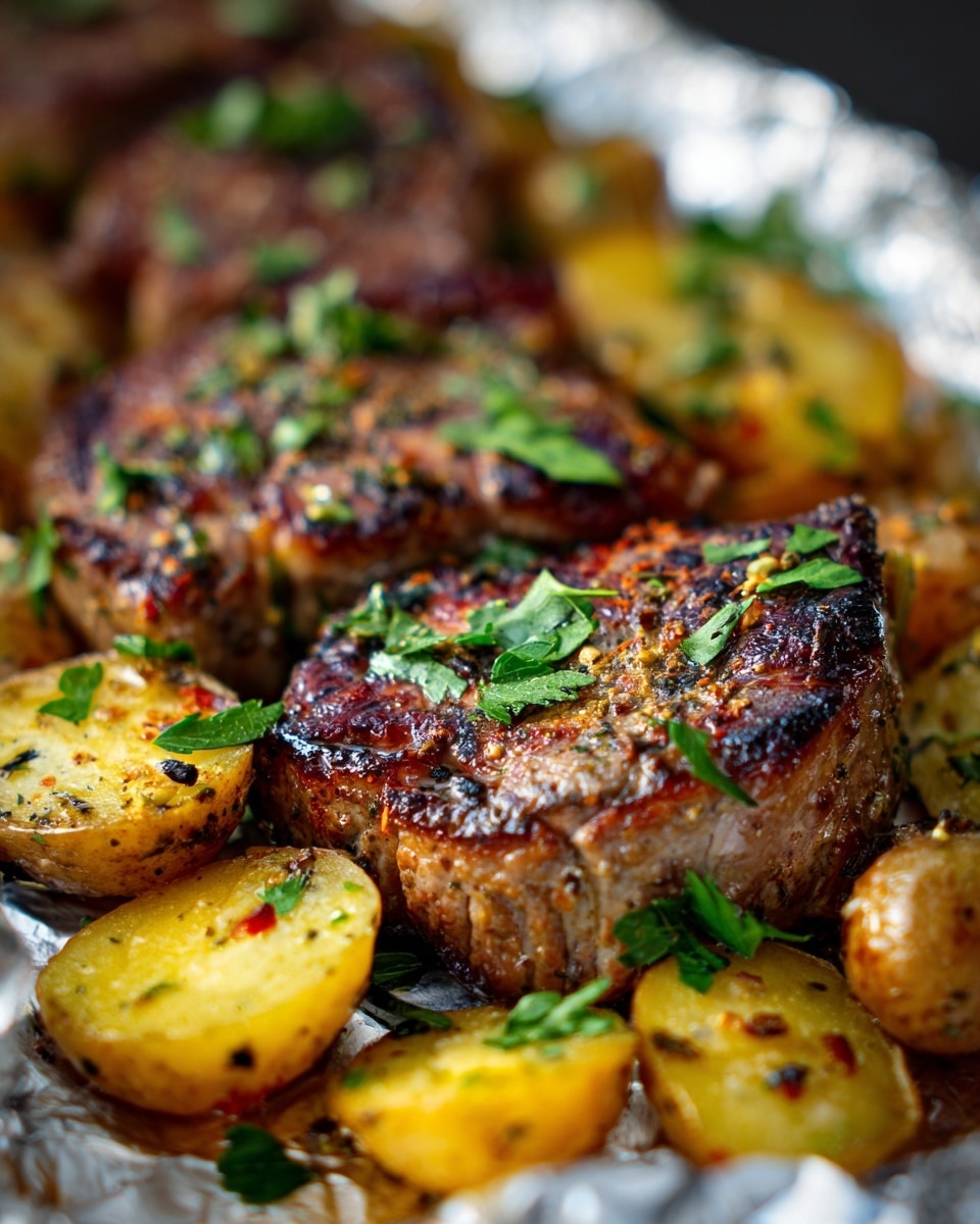 Garlic Steak and Potato Foil Packs Recipe - Recipe Image