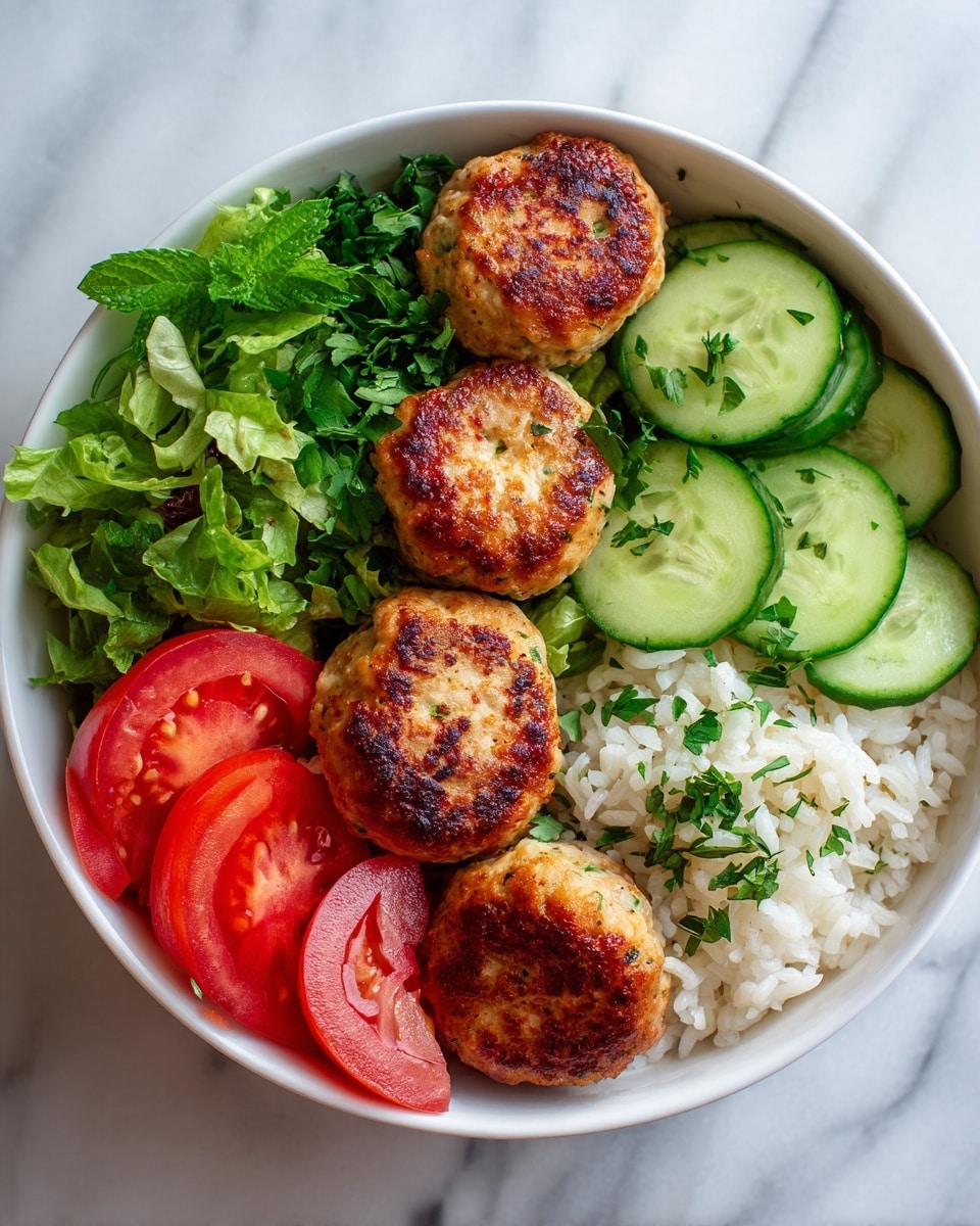 Greek Chicken Meatballs with Tzatziki and Fresh Veggies Recipe - Recipe Image