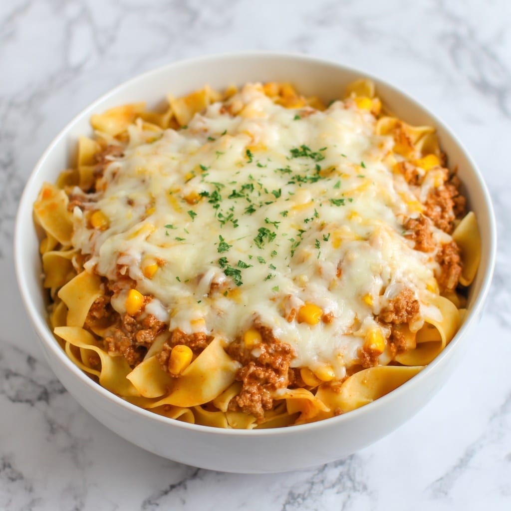 Garlic Butter Ranch Beef and Roasted Corn Bowtie Casserole Recipe - Recipe Image