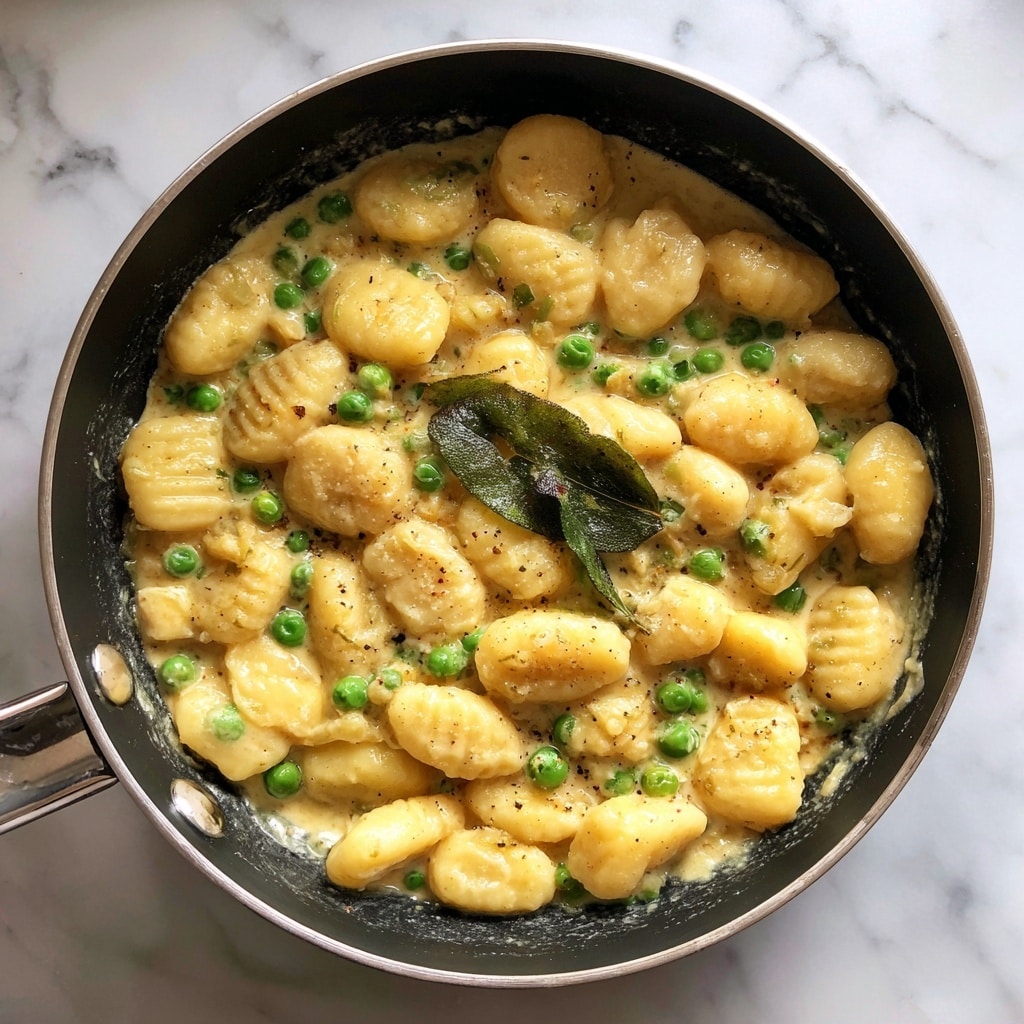 Gnocchi with Creamy Sage and Pea Sauce (Vegan) Recipe - Recipe Image