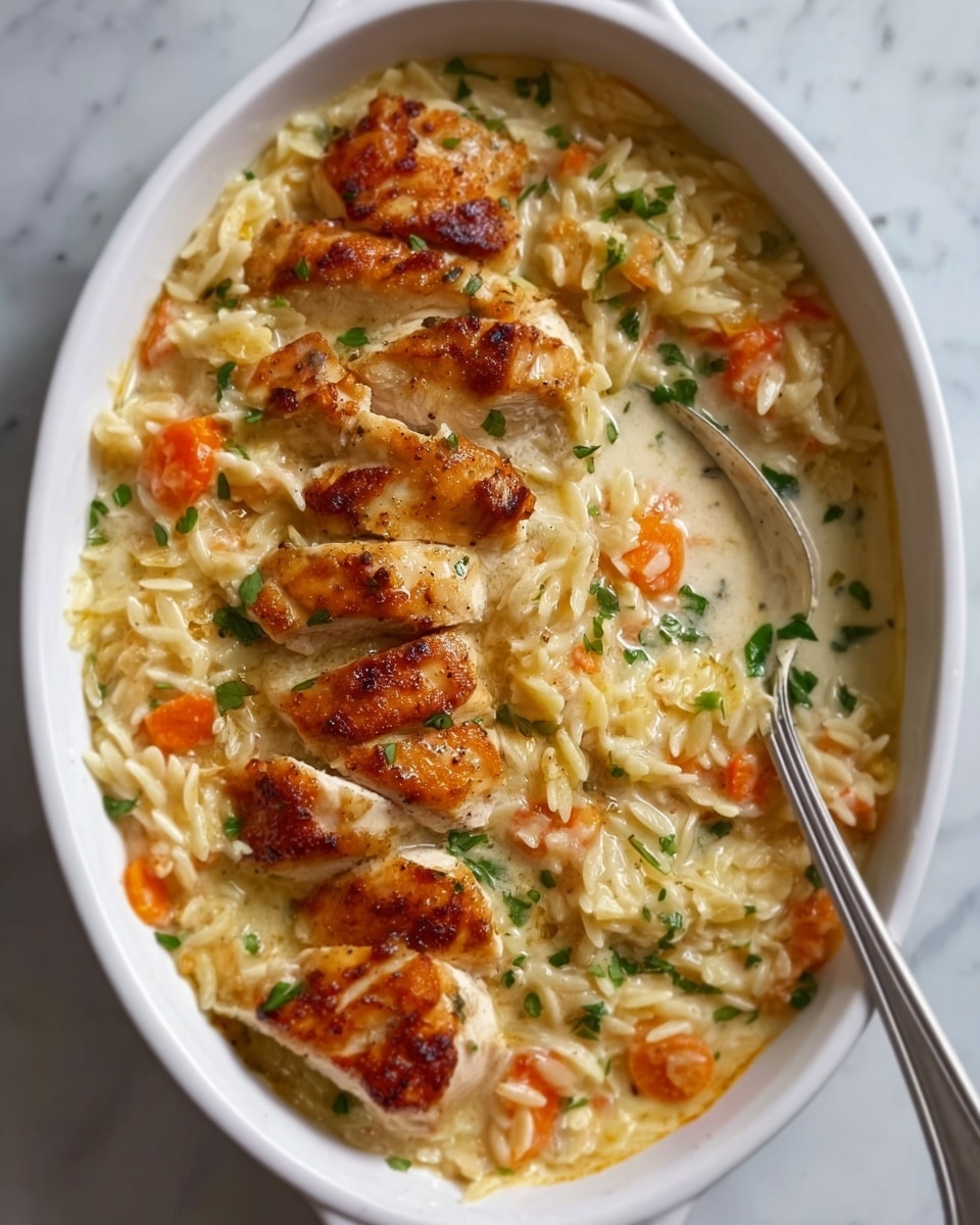 Creamy Chicken and Orzo Bake Recipe - Recipe Image