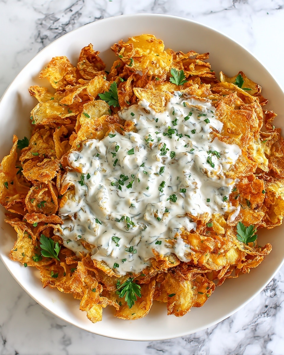 Homemade Potato Chips with Gorgonzola Cheese Sauce Recipe - Recipe Image