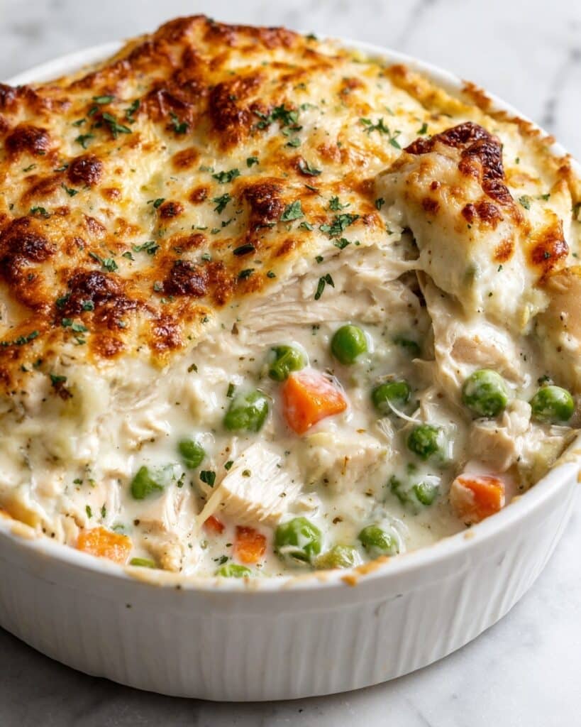 Creamy Chicken Pot Pie Pasta Bake Recipe