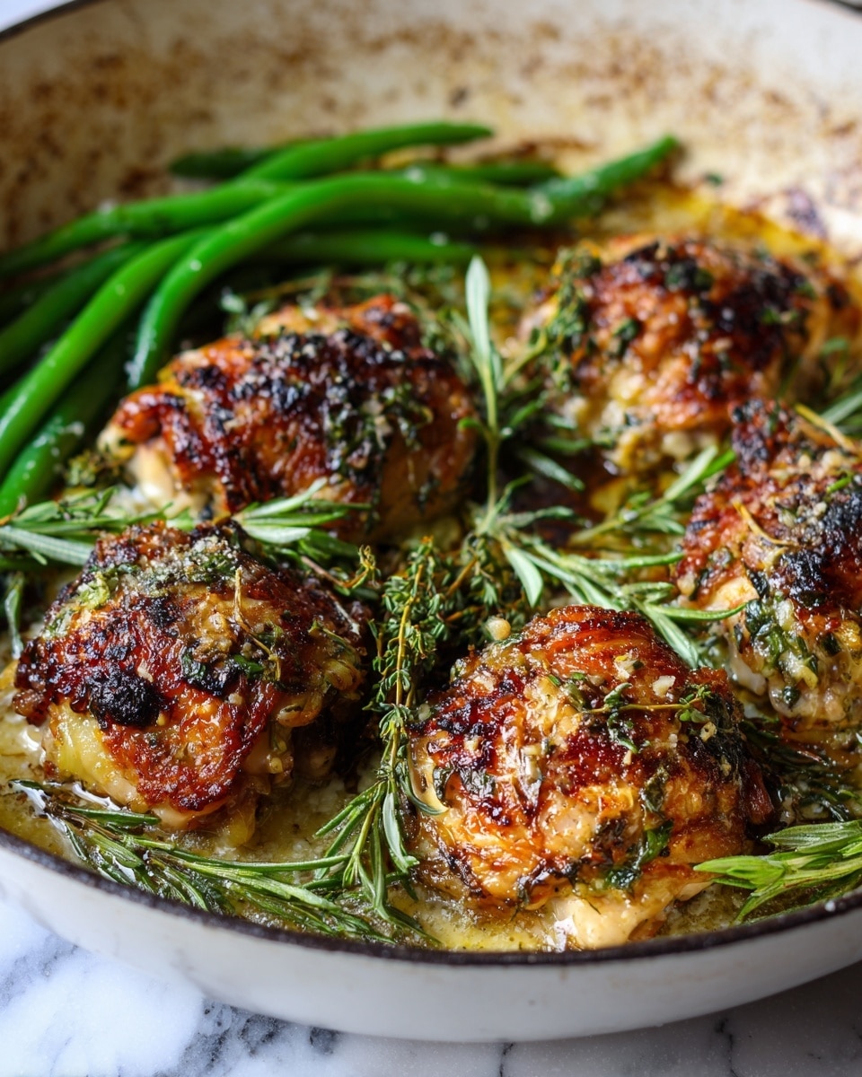 Chicken and Green Beans Skillet with Lemon, Garlic, and Spicy Hot Sauce Recipe - Recipe Image